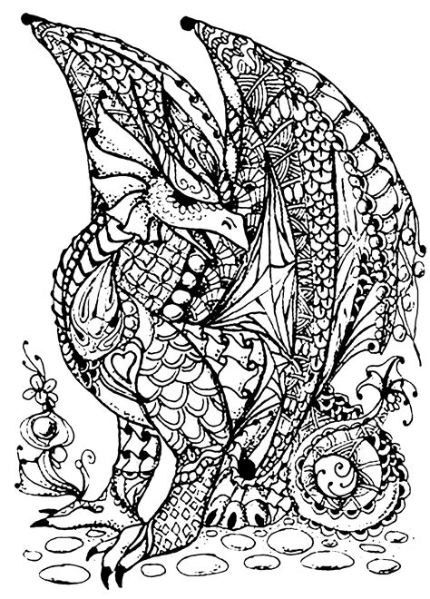 Dragon full of scales | Myths & legends - Coloring pages for adults ...