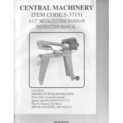 Central Machinery Band Saw Parts Diagram