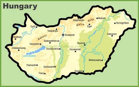 Hungary physical map | Hungary, Map, Physical map