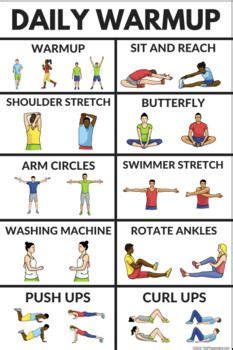 PE Class - Daily Warmup Poster (9 Different Variations) by The PE Specialist One Song Workouts ...