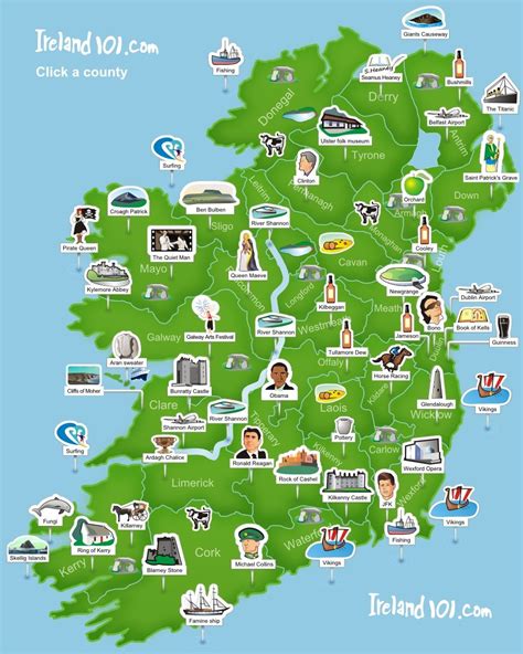 Ireland101's map of Ireland and Irish things | Ireland vacation ...