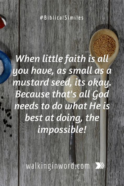 Biblical Simile ~ Faith as a Mustard Seed | Mustard seed faith quote, Evangelism quotes, Faith