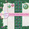 Teal and Purple Christmas Ornaments and Garland Digital Papers