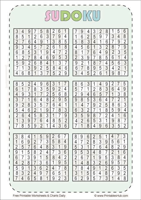 Free Printable Sudoku 6 Per Page [PDF] with solution - Printables Hub