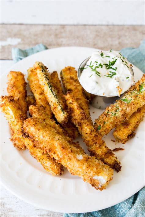 Air Fryer Zucchini Fries - Amanda's Cookin' - Air Fryer Recipes