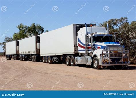 Heavy Freight Trailer Transport By Road Train In Australia Stock Image - Image of australian ...