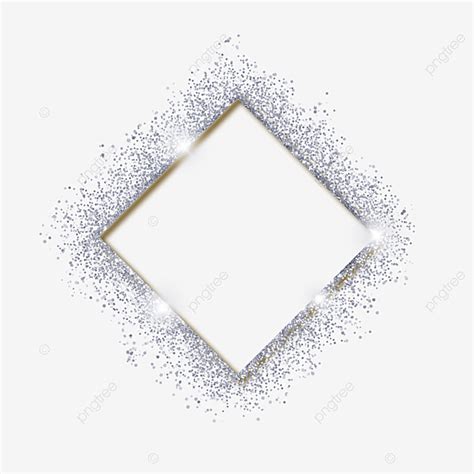 Silver Glitter Border PNG Transparent, Silver Grainy Glitter Square ...