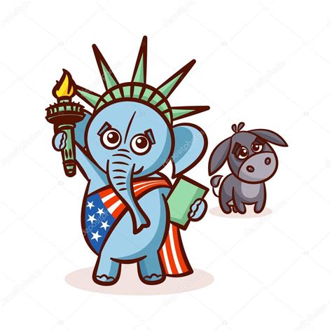 Elephant and Donkey. Symbols of Democrats and Republicans. Political parties in United States ...