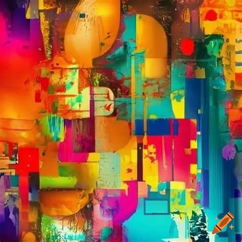 Colorful abstract collage artwork on Craiyon