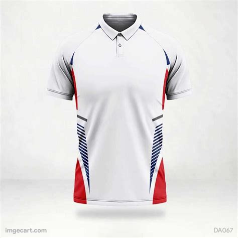 Cricket Jersey Design White with Blue and Red - imgecart