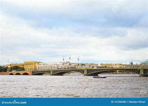 Beautiful Bridge Over the Neva River in St. Petersburg Editorial Photo - Image of europe ...