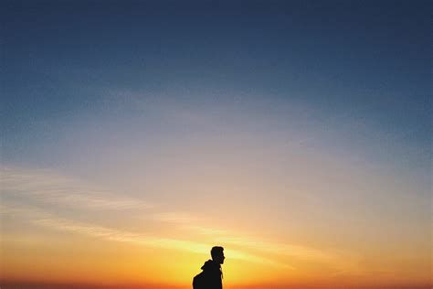 Man Silhouette at Sunset Royalty-Free Stock Photo