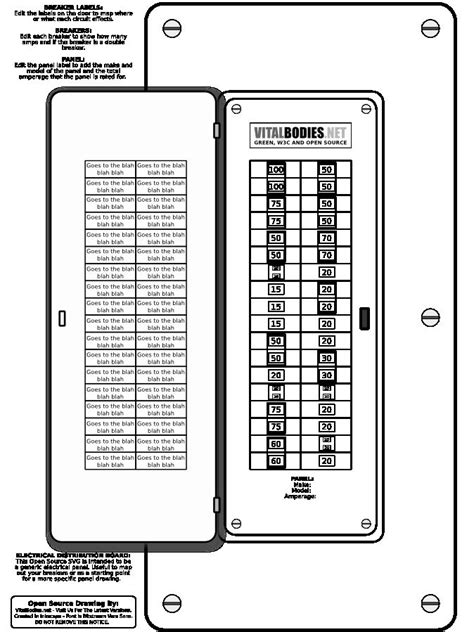 Electrical Panel Label Template