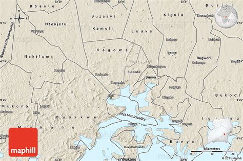 Shaded Relief Map of Jinja