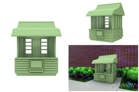 3d render png illustration. sample idea model booth kiosk perspective ...