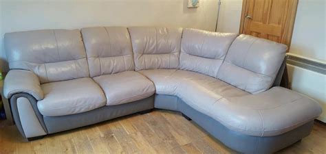 DFS two tone grey leather corner sofa | in Paisley, Renfrewshire | Gumtree