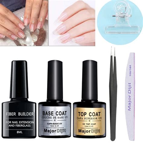 6pc/set Fiber Builder Gel For Nail Extension Repair Broken Nails With Bace&Top Coat Soak Off UV ...