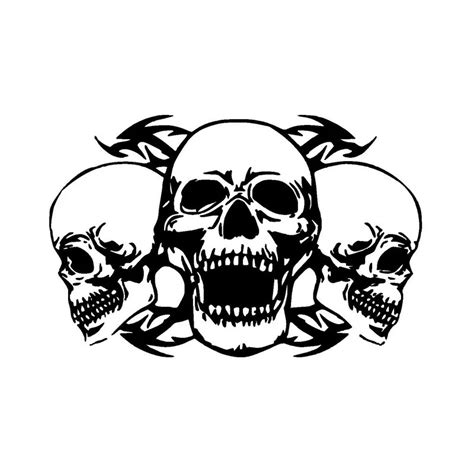 34.7*22.8CM Personalized Custom Triple Skull Car Stickers Interesting Motorcycle Vinyl Decals lu ...