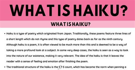 Haiku: Definition and Useful Examples of Haiku in the English Language ...