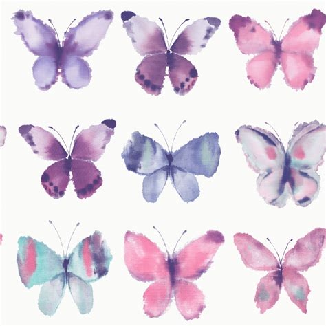 BUTTERFLY WALLPAPER GIRLS BEDROOM DECOR PINK WHITE TEAL PURPLE GLITTER METALLIC | eBay