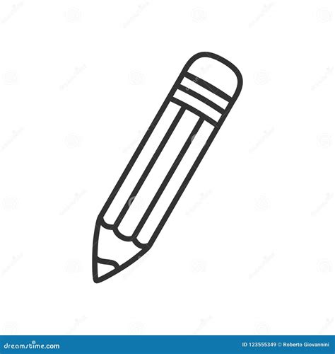 Small Pencil with Rubber Outline Flat Icon Stock Vector - Illustration of design, small: 123555349