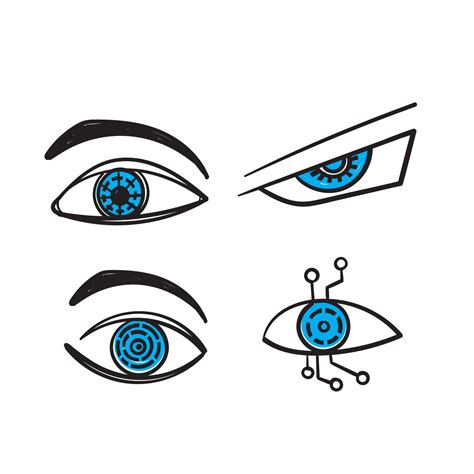 hand drawn doodle robotic eye illustration vector 10570993 Vector Art at Vecteezy