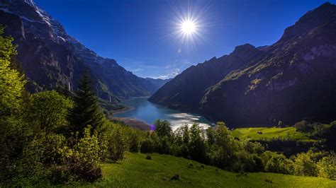 Wallpaper Switzerland Lake Klontal Glarus Sun Nature 3840x2160 Apple Iphone Wallpaper Hd, Hd ...