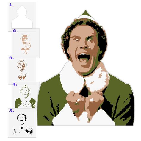 Will Ferrell in Elf 5 Layer Stencil Set in 2022 | Stencils, Spray paint ...