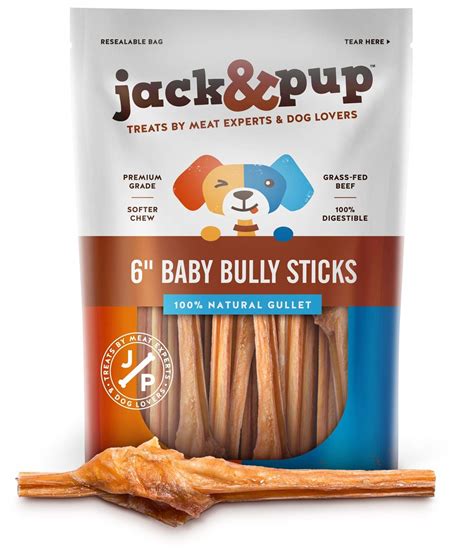 Buy Jack&Pup Bully Sticks for Small Dogs - 6 Inch Baby Bully Stick Dog Chew (25 Pack) 6” Long ...