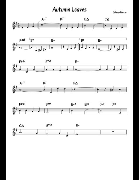 Autumn Leaves sheet music for Piano download free in PDF or MIDI