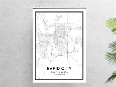 Rapid City Map Print Rapid City Map Poster Wall Art Sd City - Etsy