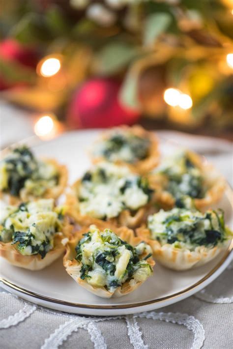 Spinach Artichoke Dip Appetizer Phyllo Cups - Holiday Appetizer Ideas