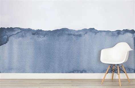 blue wave-abstract expressionist-room-wall mural-kj Watercolor Wallpaper, Watercolor Walls ...