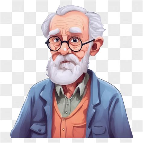 Download Elderly Man with Beard and Glasses Cartoons Online - Creative Fabrica