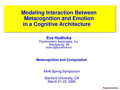 PPT - Modeling Interaction Between Metacognition and Emotion in a ...