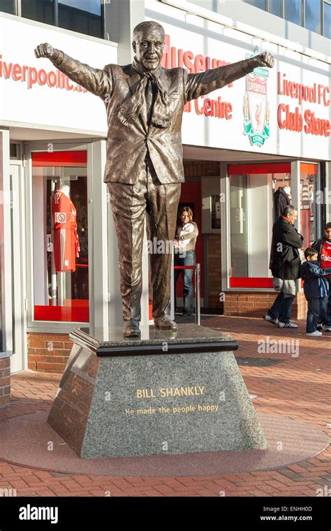 Statue of Bill Shankly outside Anfield, Liverpool Football Club's ground, Liverpool, UK Stock ...