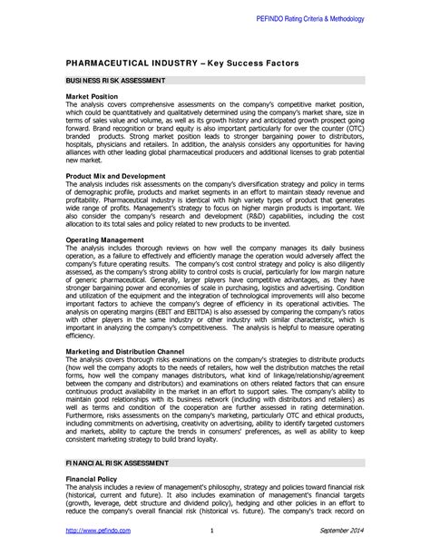 CSF Pharmanotes - PEFINDO Rating Criteria & Methodology pefindo 1 September 2014 PH ARM ACEU T I ...