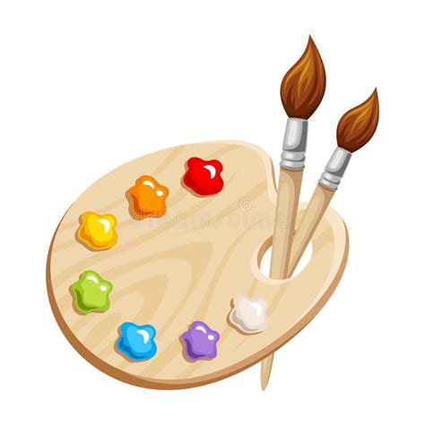 Art palette with paints and brushes. Vector illustration. Vector illustration of #Sponsored , # ...