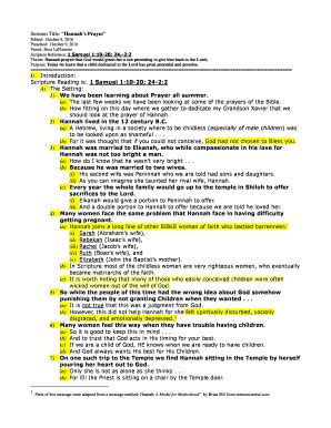 Hannah Sermon Pdf - Fill Online, Printable, Fillable, Blank | pdfFiller