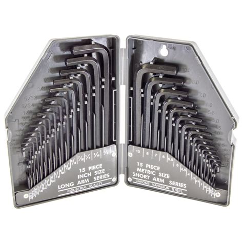 30 Piece Hex Allen Wrench Set with SAE Inches and Metric MM Keys ...