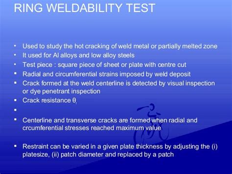 Weldability testings