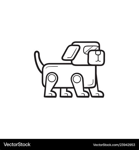 Robotic dog hand drawn outline doodle icon Vector Image