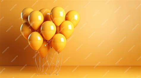 Premium AI Image | Yellow balloons on a yellow background in the studio ...