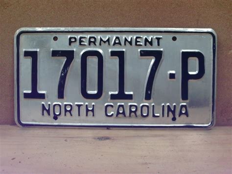 1960s North Carolina Permanent License Plate NC #17017-P VG NCO1