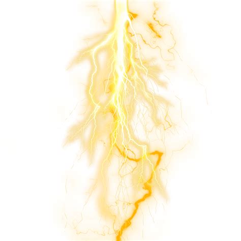 Glowing electric yellow lightning effect isolated on transparent ...