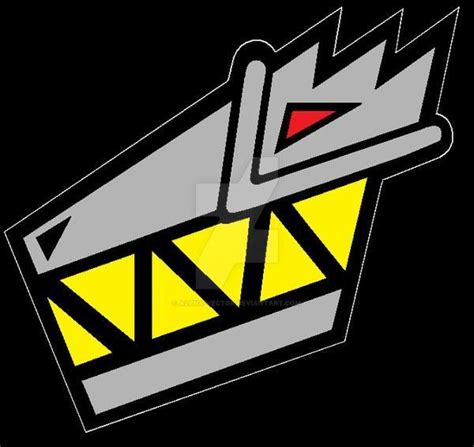 a black and yellow sticker with an arrow on the bottom, in front of a black background