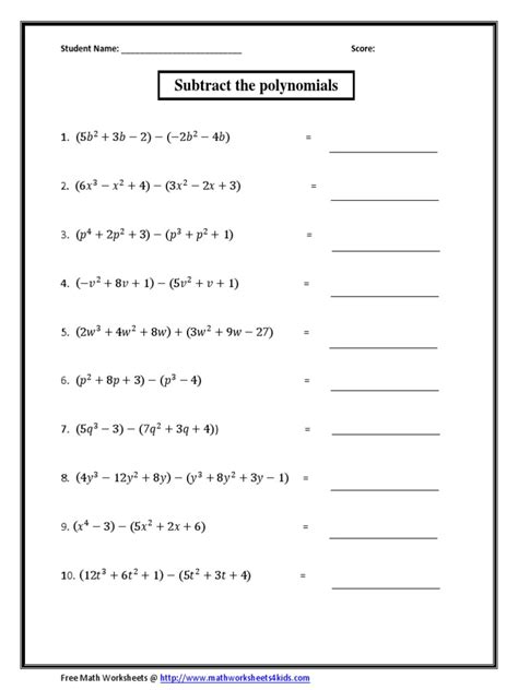 Subtraction Polynomials-2 | PDF