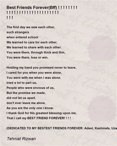 Poems About Best Friends Forever