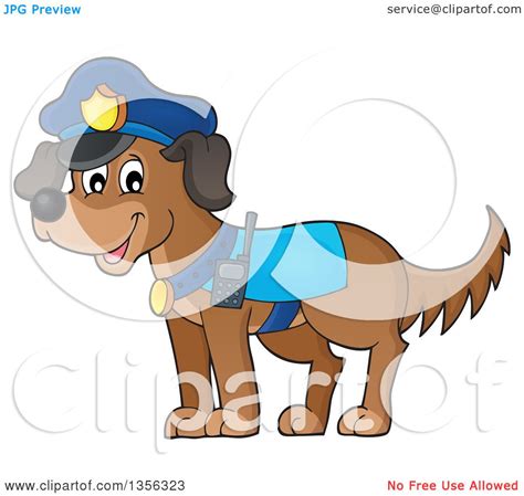 Clipart of a Cartoon Police Dog - Royalty Free Vector Illustration by ...