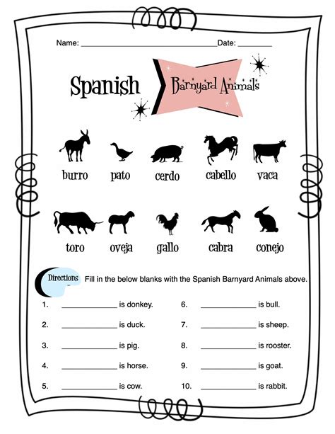 Spanish Barnyard Animals Worksheet Packet | Made By Teachers